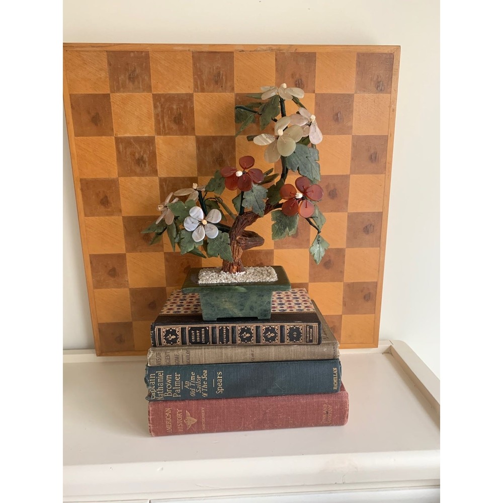 Vintage Jade and Stone Floral Bonsai Tree